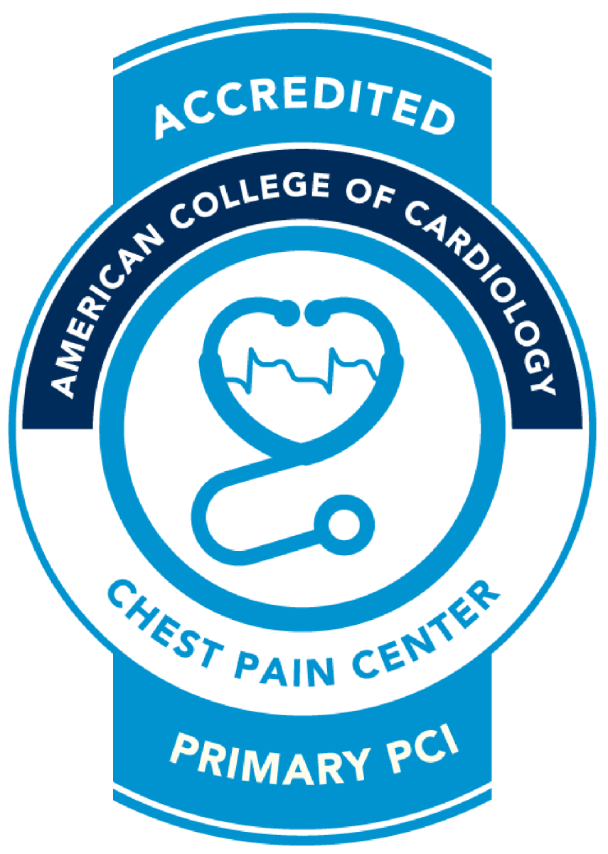 The logo from the American College of Cardiology for Chest Pain Center.
